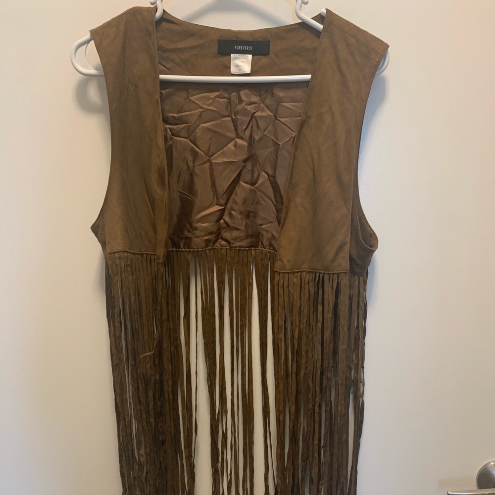 Brown Long Fringe Vest